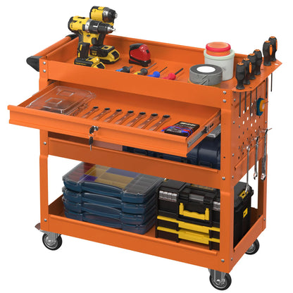 Kieperi 3 Tier Rolling Tool Cart on Wheels for Mechanics,400 LBS Tool Cart with Drawers for Garage