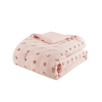 Twin/Twin XL Clip Jacquard Comforter Set (Pink + Polyester + Twin)"