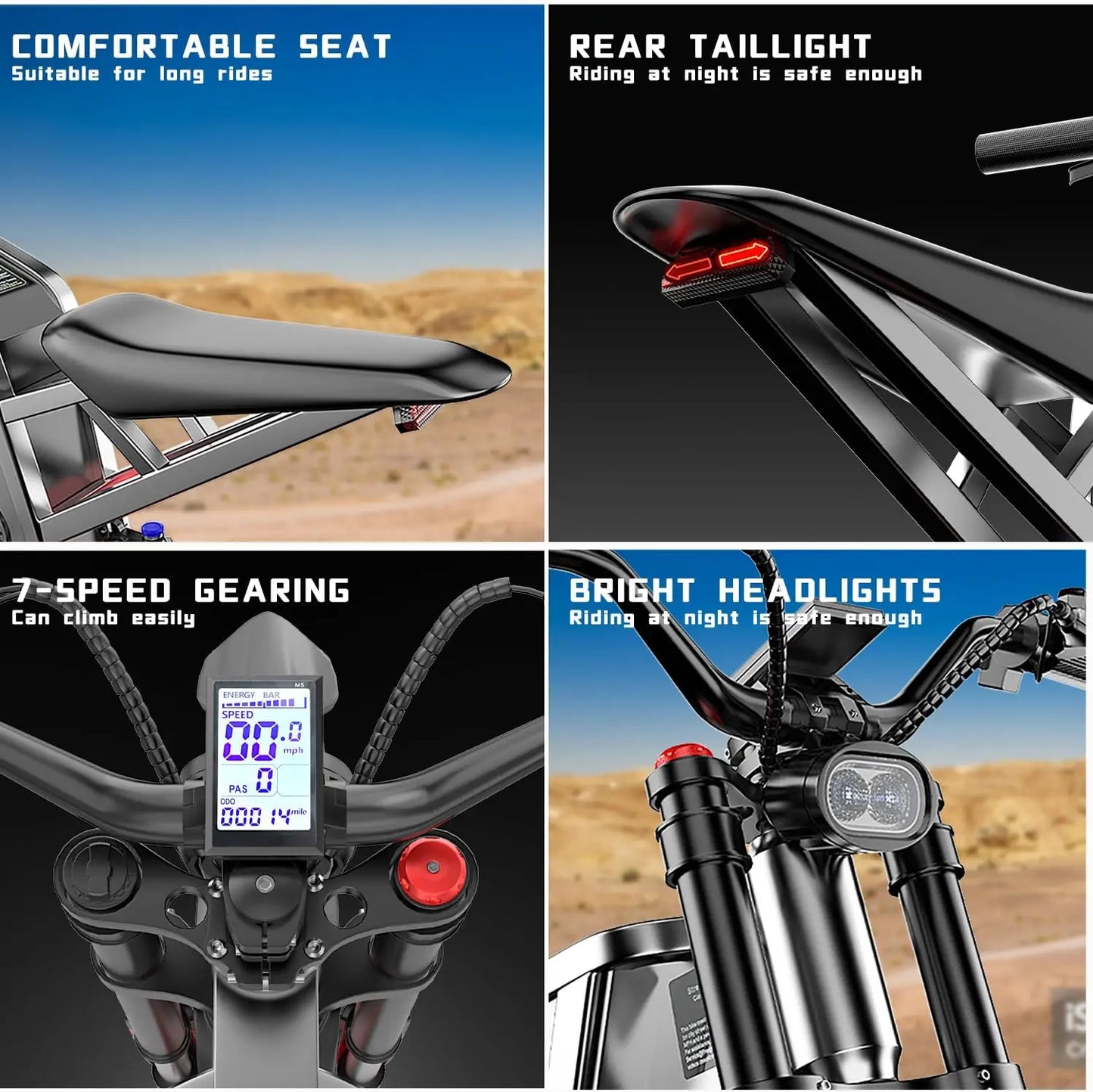 Freego X2 Electric Motorcycle for Adults 6000W Motor 50MPH Off Road Electric Bicycle 1800wh Battery 7 Speed Electric Dirt Bike