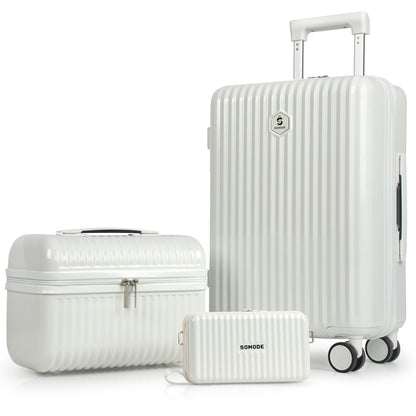 3pcs 20inch Luggage Set - Fashion Durable, Lightweight, And Secure Travel Companion With Spinner Wheels, TSA Lock, And Multi