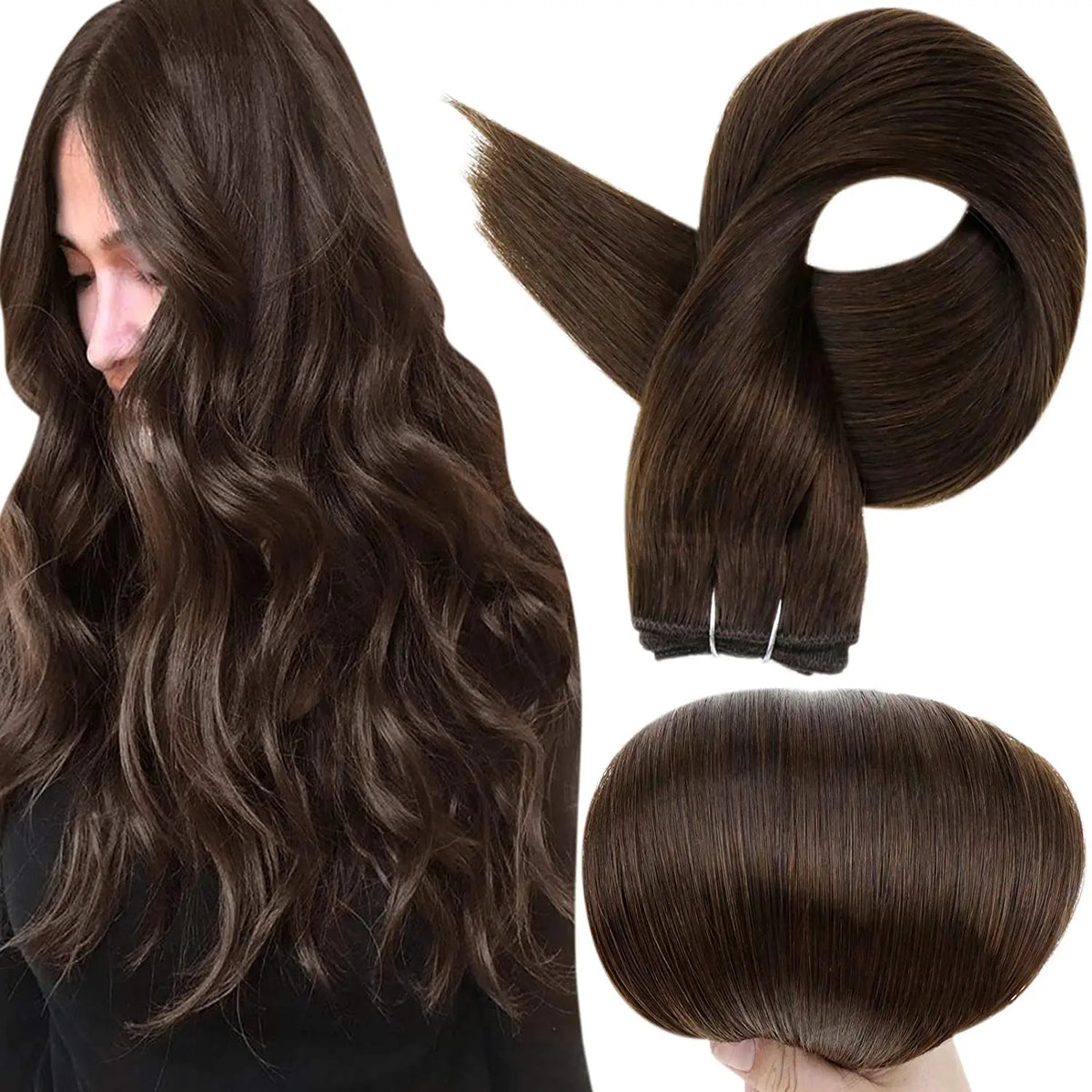 Full Shine Straight Human Hair Extensions Sew in Silky Skin Double Weft Hair Extensions For Salon