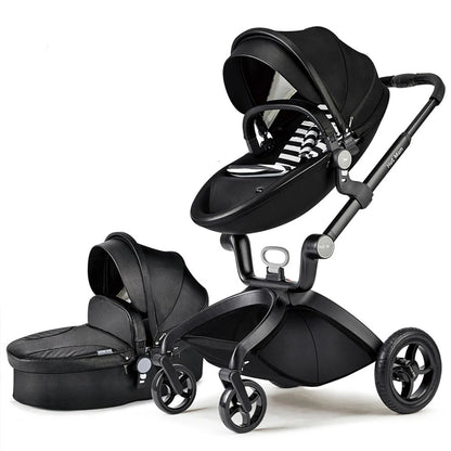 Baby Stroller High Landscape Convertible Infant Stroller Adjustable Canopy & Backrest Storage Basket Foot Cover