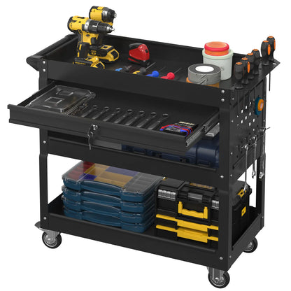 Kieperi 3 Tier Rolling Tool Cart on Wheels for Mechanics,400 LBS Tool Cart with Drawers for Garage