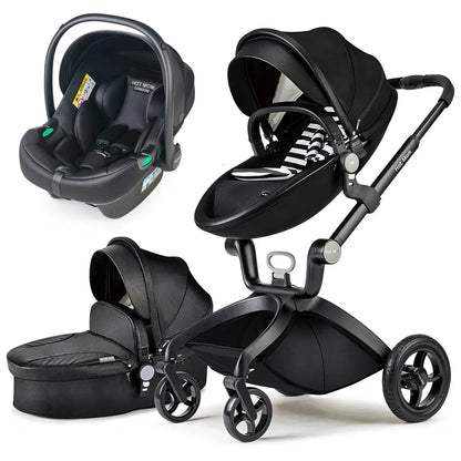 Baby Stroller High Landscape Convertible Infant Stroller Adjustable Canopy & Backrest Storage Basket Foot Cover