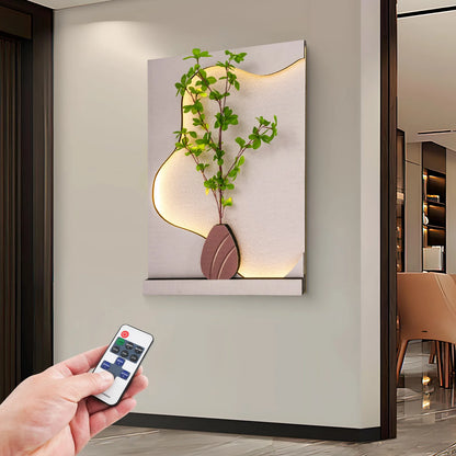 Sandstone Wall Art with LED Light & Remote, Handmade 3D Flower Pattern for Living Room & Bedroom, Home Office Decor