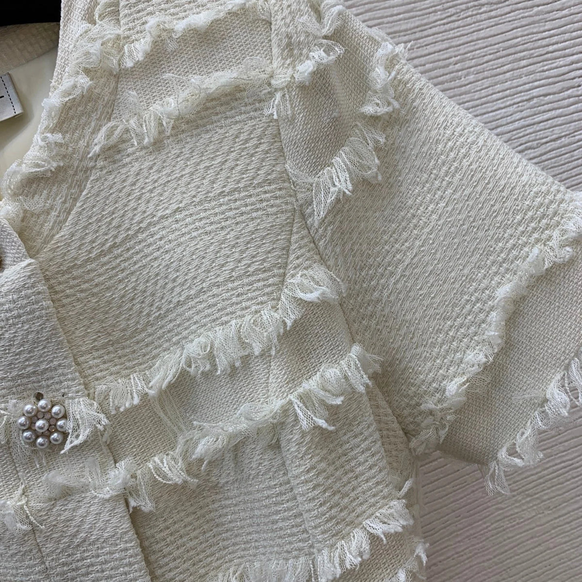 2026 Women Dress Short Sleeve Fringe Trim Woven Fabric Mini Dress Rhinestone Pearl Buttons Chain Belt Pocket Bodycon Outfit