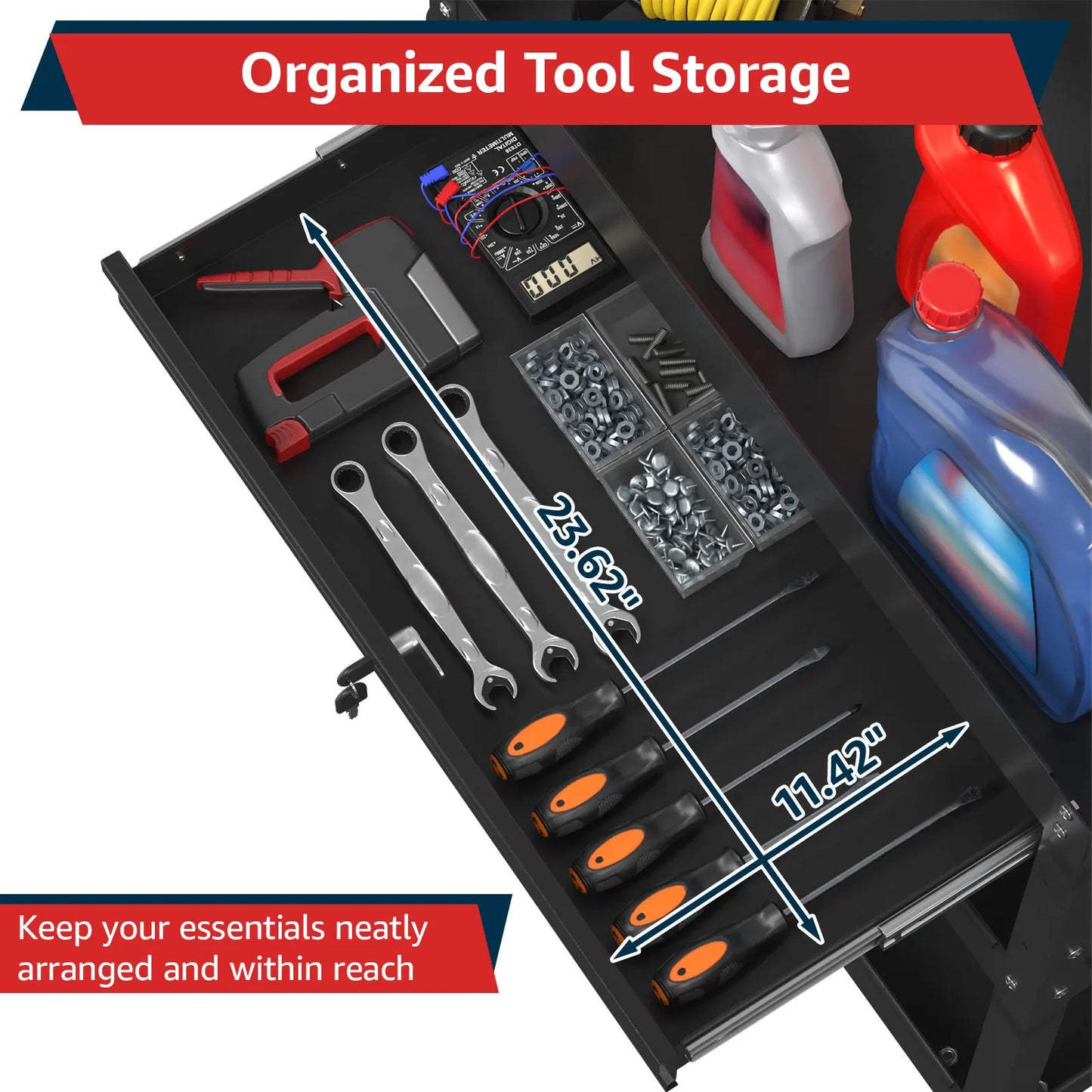 Kieperi 3 Tier Rolling Tool Cart on Wheels for Mechanics,400 LBS Tool Cart with Drawers for Garage