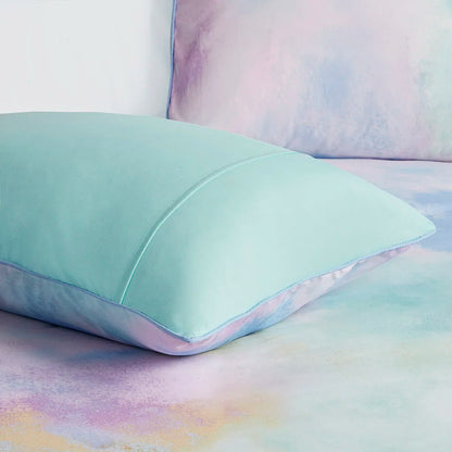 Twin/Twin XL Watercolor Tie Dye Printed Comforter Set with Throw Pillow (Aqua + Polyester + Twin)