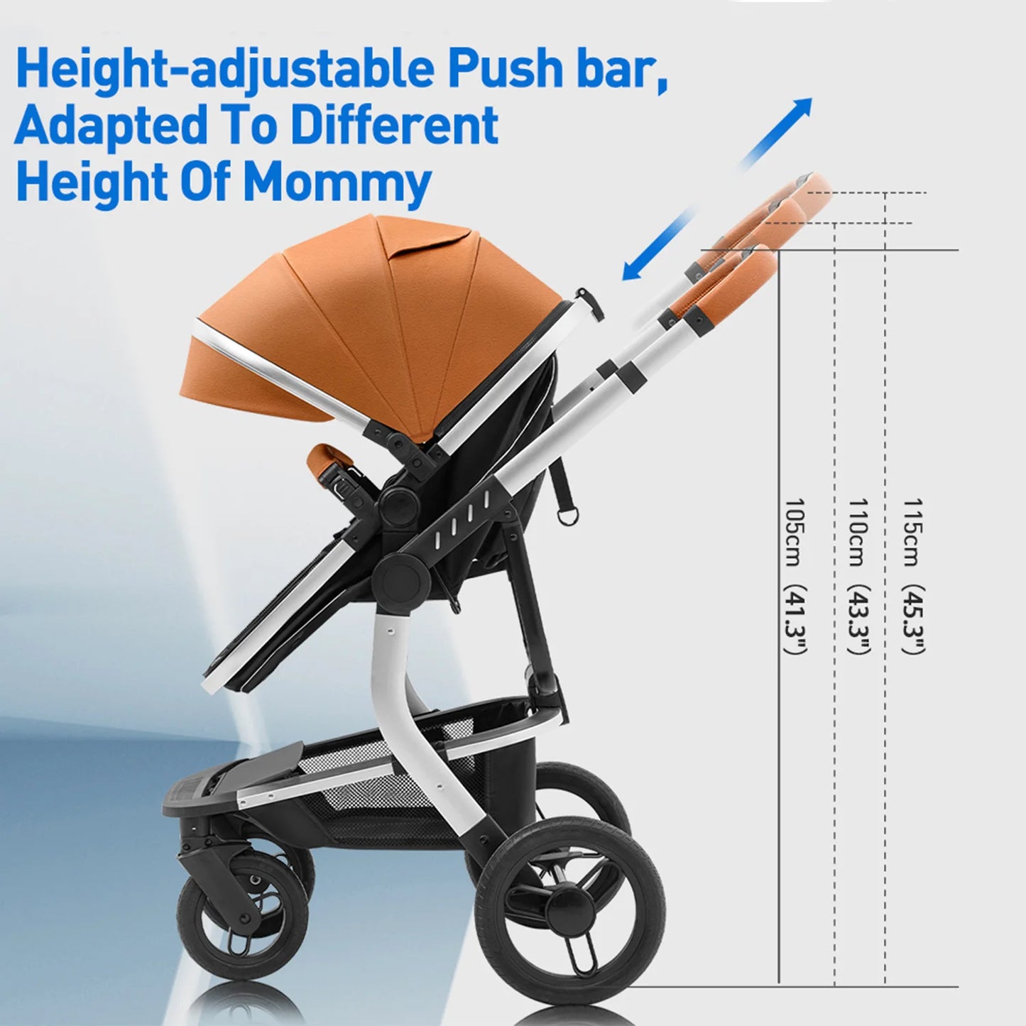 Baby Stroller Reversible Baby Carriage Unisex Pram Toddler Stroller Bassinet Stroller For Newborn Toddler Up to 55lbs High Rise