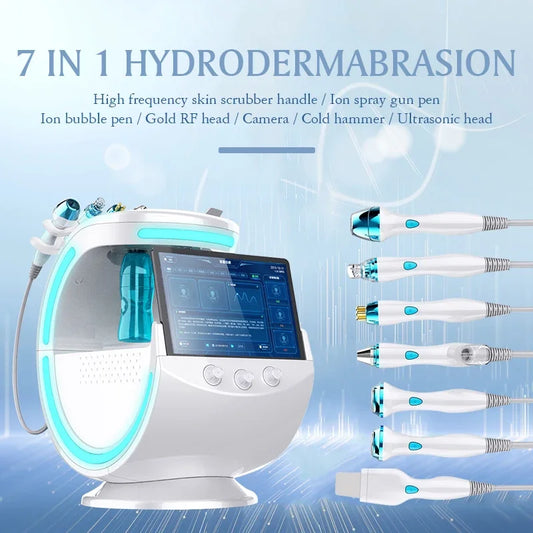 7-in-1 Hydro Facial Skin Care Machine Ultrasonic Rejuvenation Dermabrasion Hyperbaric Oxygen Facial Device for Deep Cleansing