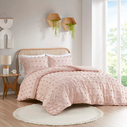 Twin/Twin XL Clip Jacquard Comforter Set (Pink + Polyester + Twin)"