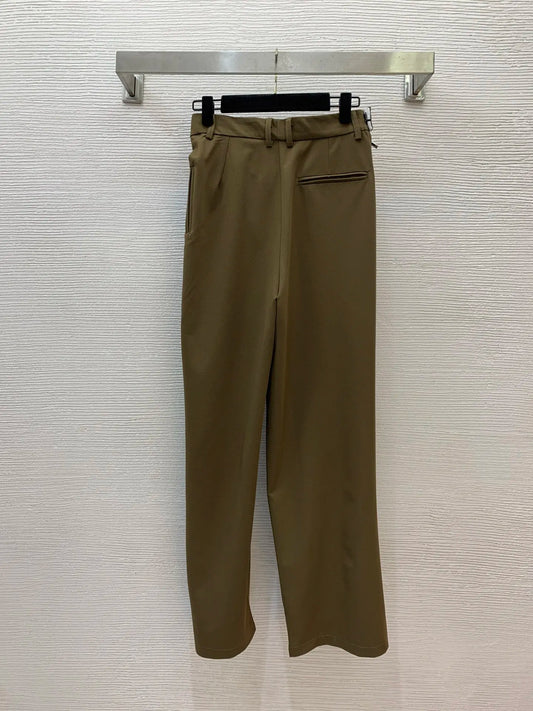 2025 New Fashionable Personalized Pinched Leather Brand Side Zipper Fashionable Versatile Casual Pants