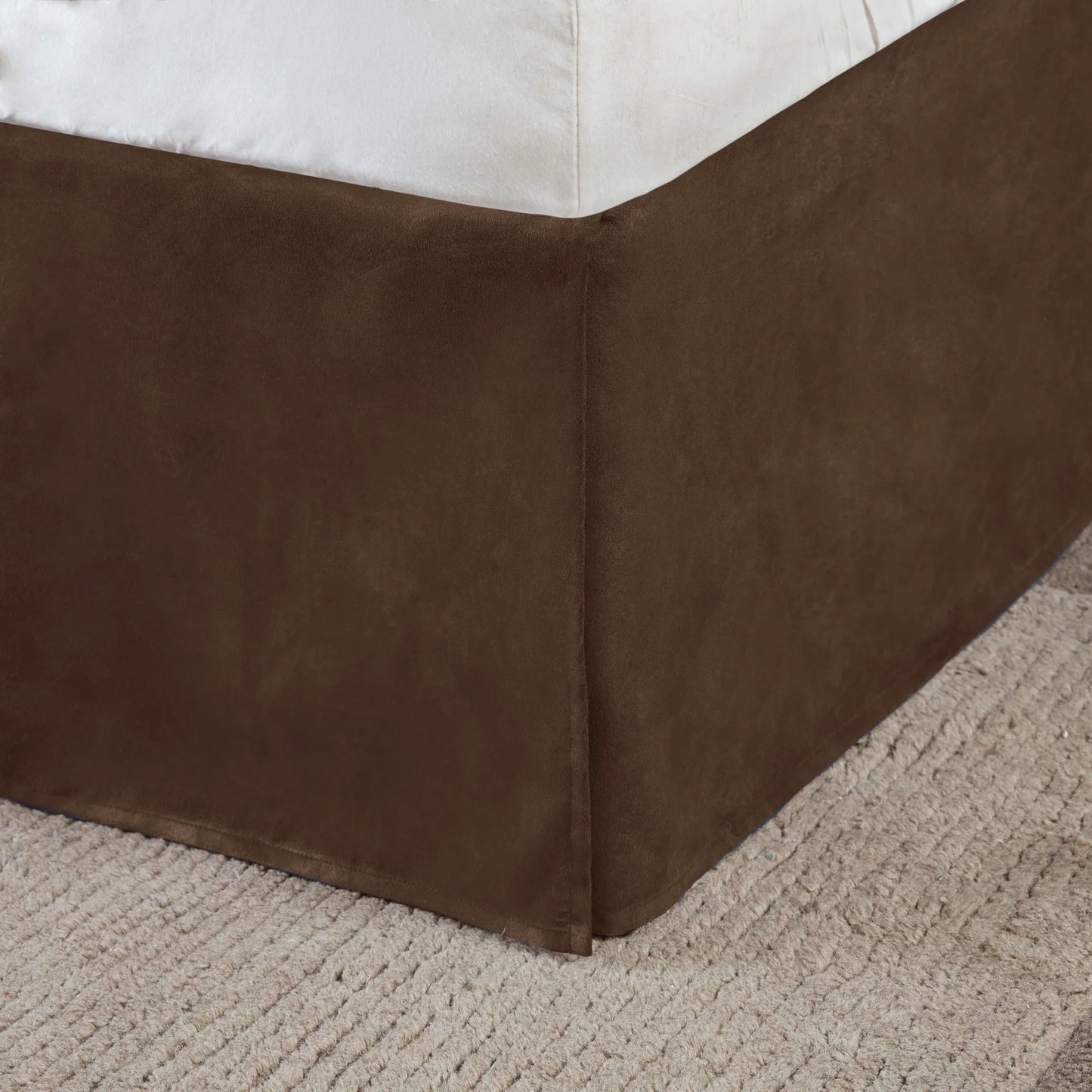 7 Piece Faux Suede Comforter Set Brown Queen (Brown + Polyester + Queen)"