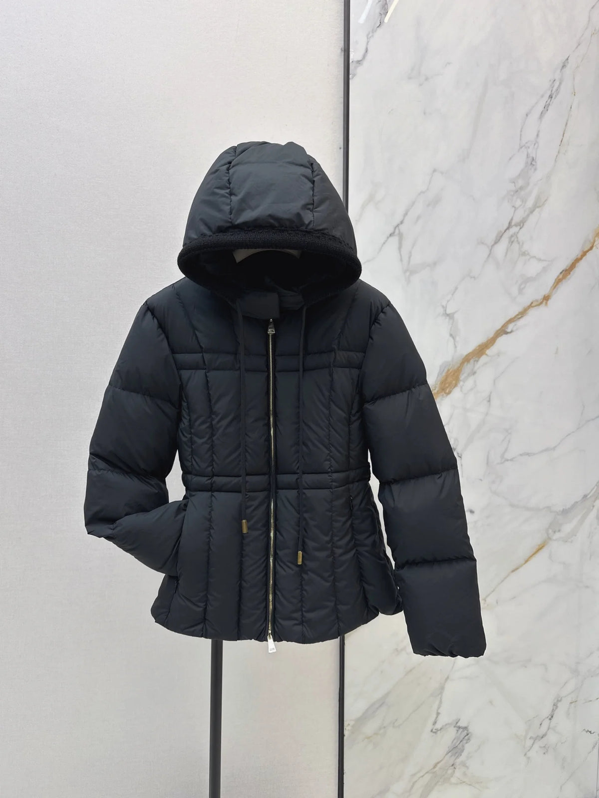 2026 Women Winter Slim‑Fit Knit Trim Hooded Puffer Jacket ZX5721