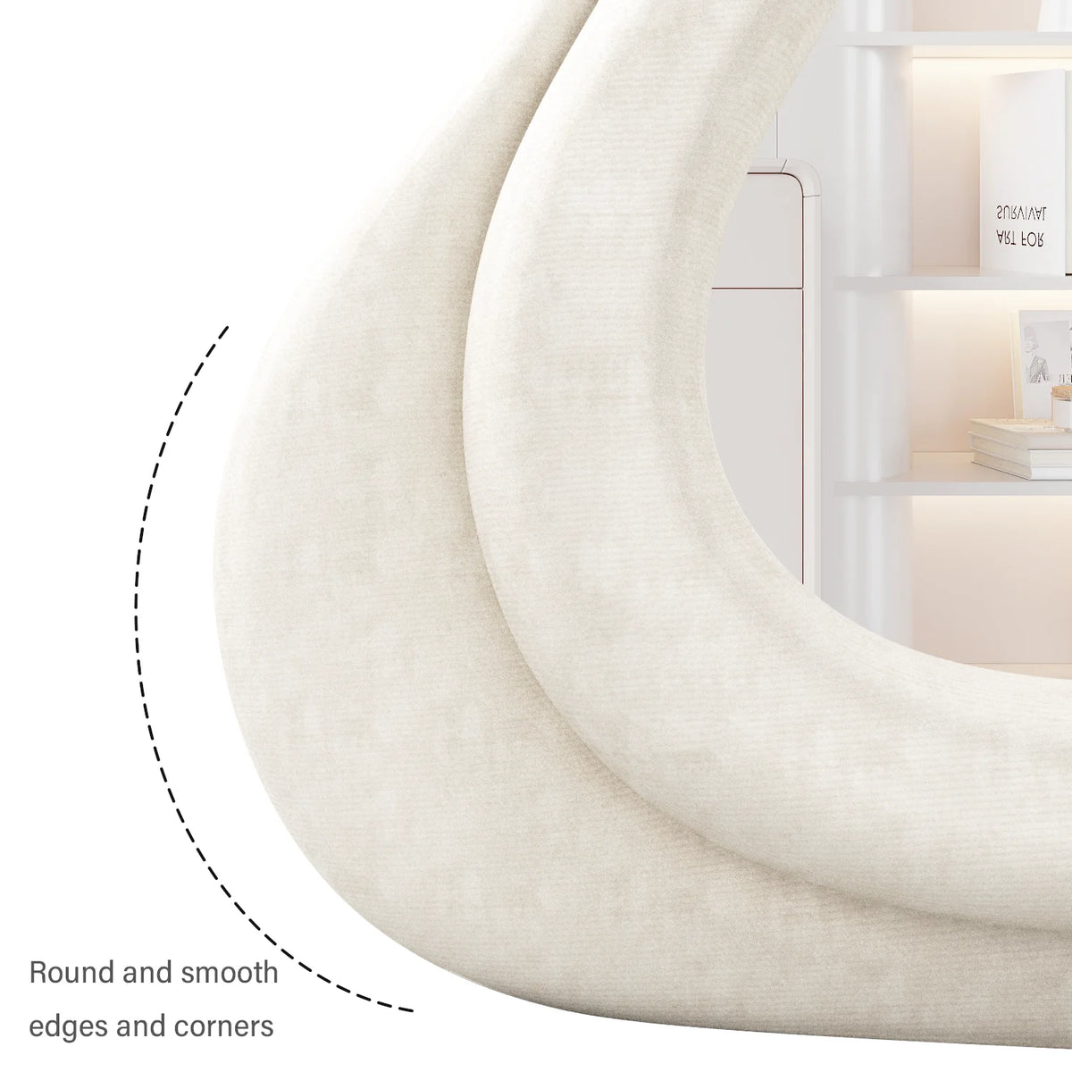 Full Length Mirror, 160*60cm Floor Mirror, Irregular Wavy Mirror, Full Length Wall Mirror, Standing Flannel Wrapped Wooden