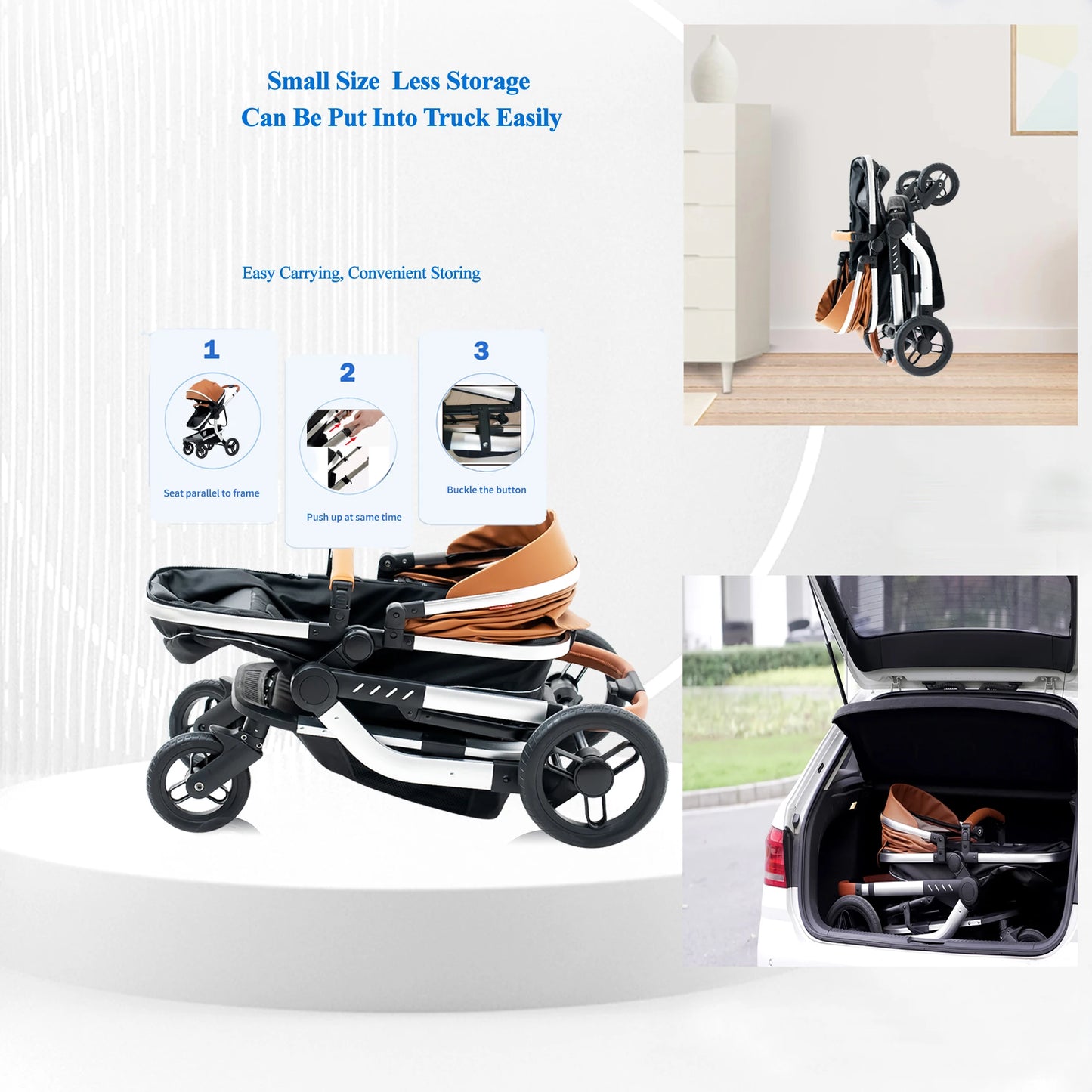 Baby Stroller Reversible Baby Carriage Unisex Pram Toddler Stroller Bassinet Stroller For Newborn Toddler Up to 55lbs High Rise