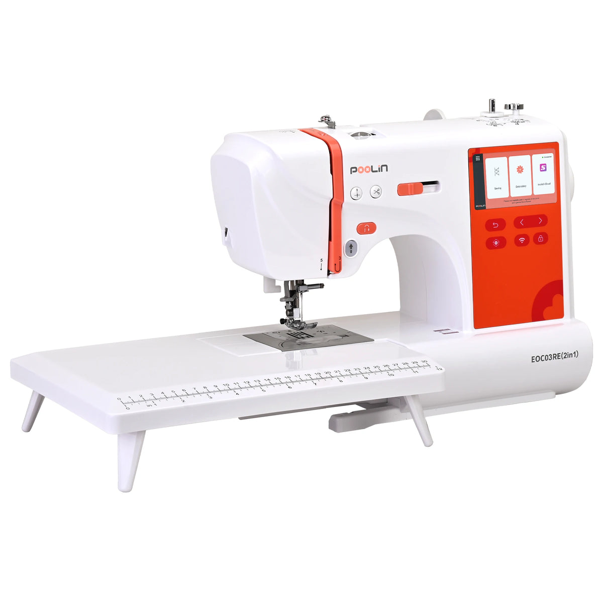 PooLin EOC03RE(2in1) Home Computerized Sewing & Embroidery Machine , 4.3" Touch Screen with Wireless Connectivity