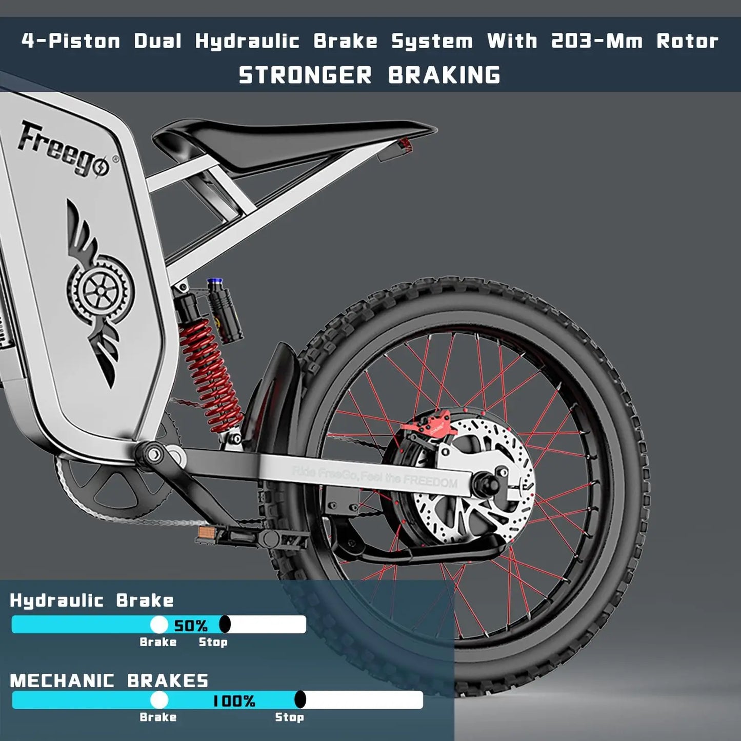 Freego X2 Electric Motorcycle for Adults 6000W Motor 50MPH Off Road Electric Bicycle 1800wh Battery 7 Speed Electric Dirt Bike