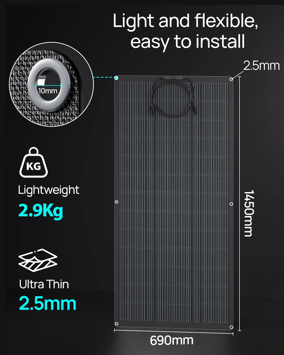 ECO-WORTHY 2Pack 200W Flexible HJT Solar Panel 18V ETFE 18BB 25% High Efficiency