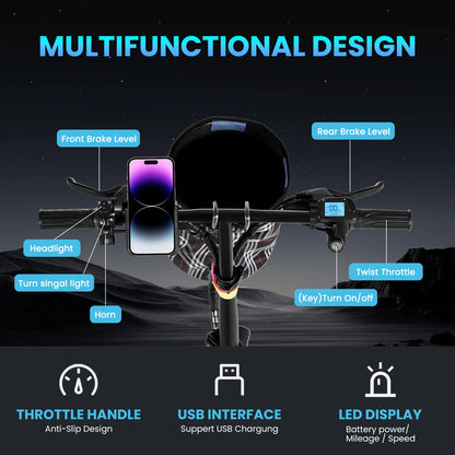 14 Inch Foldable Electric Bicycle 330 Pound Load-bearing Capacity 20 MPH 48V  18-28 Miles Range Portable Folding Design E Bike