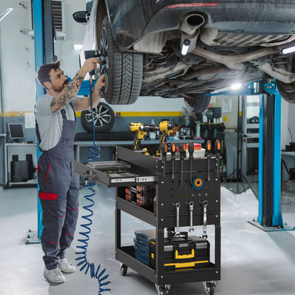 Kieperi 3 Tier Rolling Tool Cart on Wheels for Mechanics,400 LBS Tool Cart with Drawers for Garage