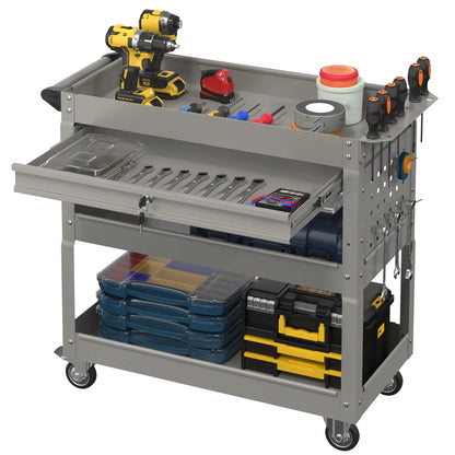 Kieperi 3 Tier Rolling Tool Cart on Wheels for Mechanics,400 LBS Tool Cart with Drawers for Garage