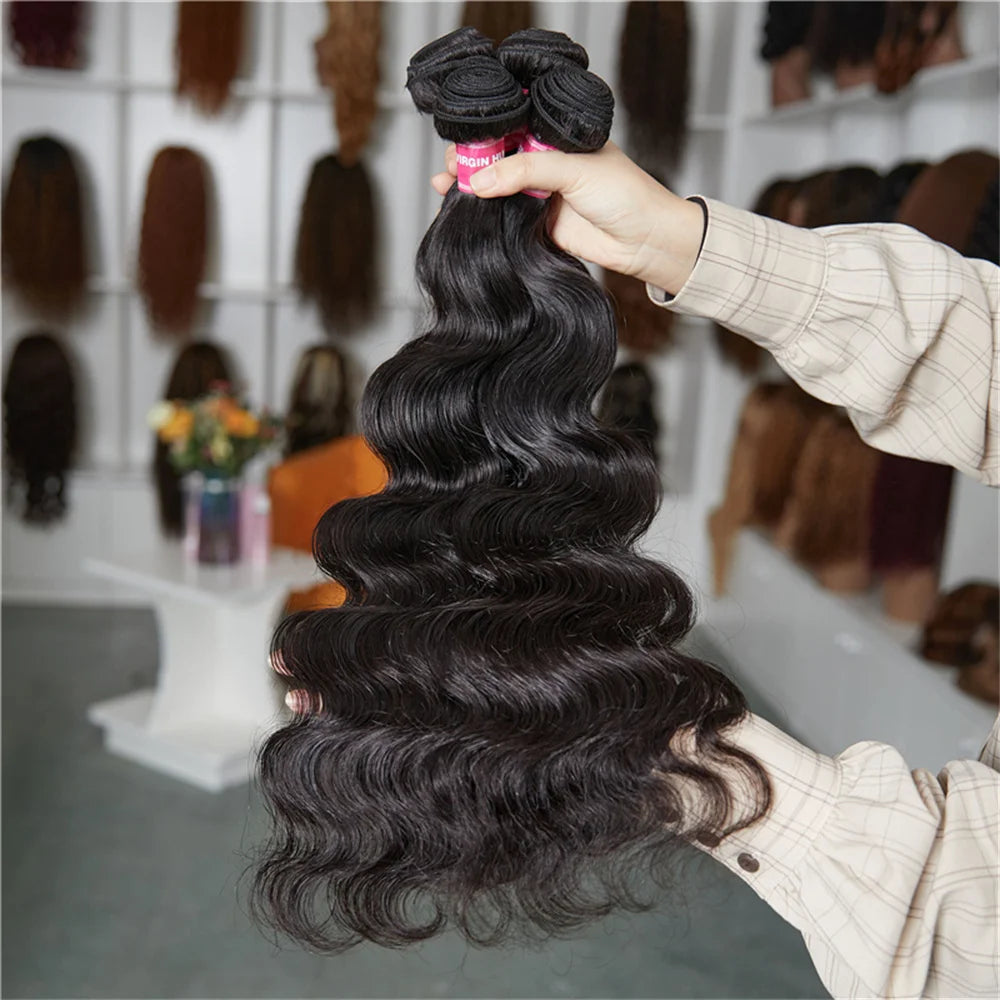 UNice Body Wave Bundles 1/3/4 PCS Natural Color 100% Human Hair Bundles 100Grams Per Bundle Sew In Weaves Hair Extensions