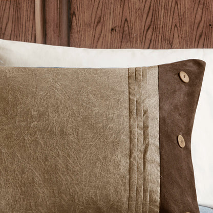 7 Piece Faux Suede Comforter Set Brown Queen (Brown + Polyester + Queen)"