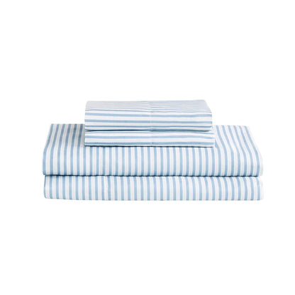 Stripe Comforter Set with Bed Sheets Blue/Grey Queen (Blue+Grey + Polyester)