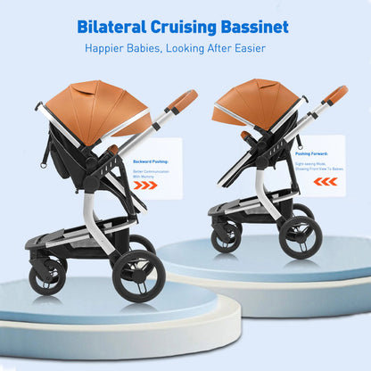 Baby Stroller Reversible Baby Carriage Unisex Pram Toddler Stroller Bassinet Stroller For Newborn Toddler Up to 55lbs High Rise