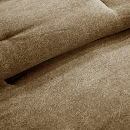 7 Piece Faux Suede Comforter Set Brown Queen (Brown + Polyester + Queen)"