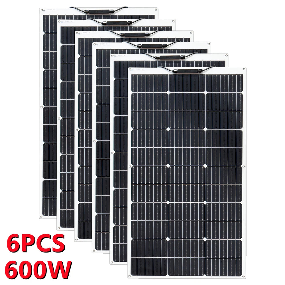 1000W Solar Panel Flexible Monocrystalline Solar Cell 1~10PCS 100 Watt PV Module 12V 24V Photovoltaic Off Grid System 200w 300w