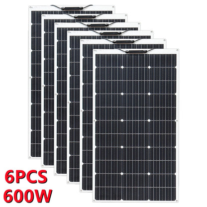 1000W Solar Panel Flexible Monocrystalline Solar Cell 1~10PCS 100 Watt PV Module 12V 24V Photovoltaic Off Grid System 200w 300w