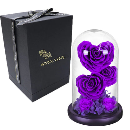 Heart Shaped Preserved Rose Beauty and The Beast Eternal Rose In Glass Dome Wedding Forever Flowers Valentines Christmas Gifts