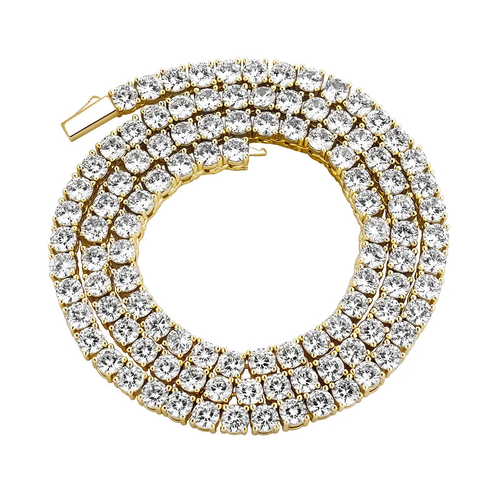 TOPGRILLZ New 925 Sterling Silver 3-6mm Tennis Chain with Spring Clasp Iced Out CZ Necklace Hip Hop Jewelry For Men Women