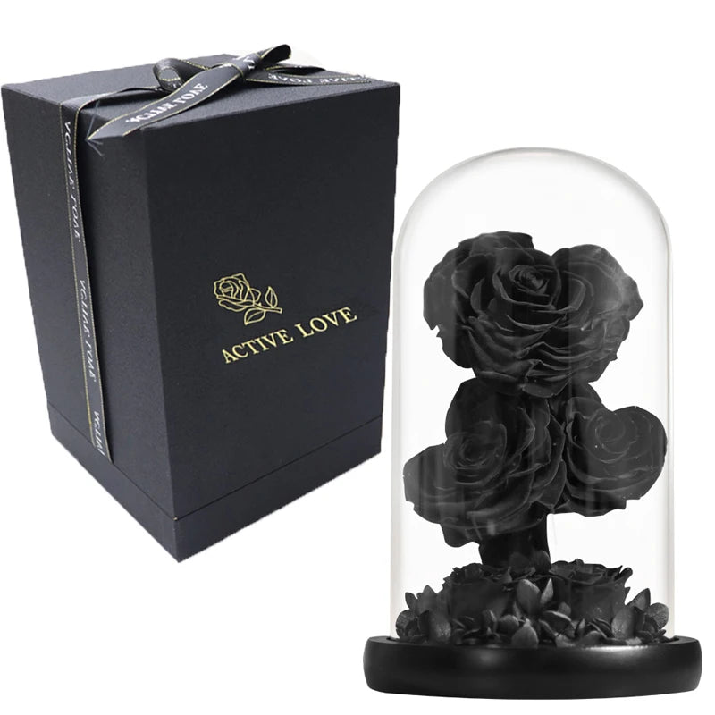 Heart Shaped Preserved Rose Beauty and The Beast Eternal Rose In Glass Dome Wedding Forever Flowers Valentines Christmas Gifts