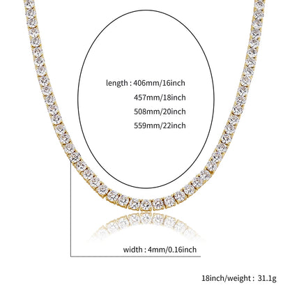 TOPGRILLZ New 925 Sterling Silver 3-6mm Tennis Chain with Spring Clasp Iced Out CZ Necklace Hip Hop Jewelry For Men Women