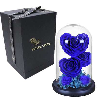 Heart Shaped Preserved Rose Beauty and The Beast Eternal Rose In Glass Dome Wedding Forever Flowers Valentines Christmas Gifts