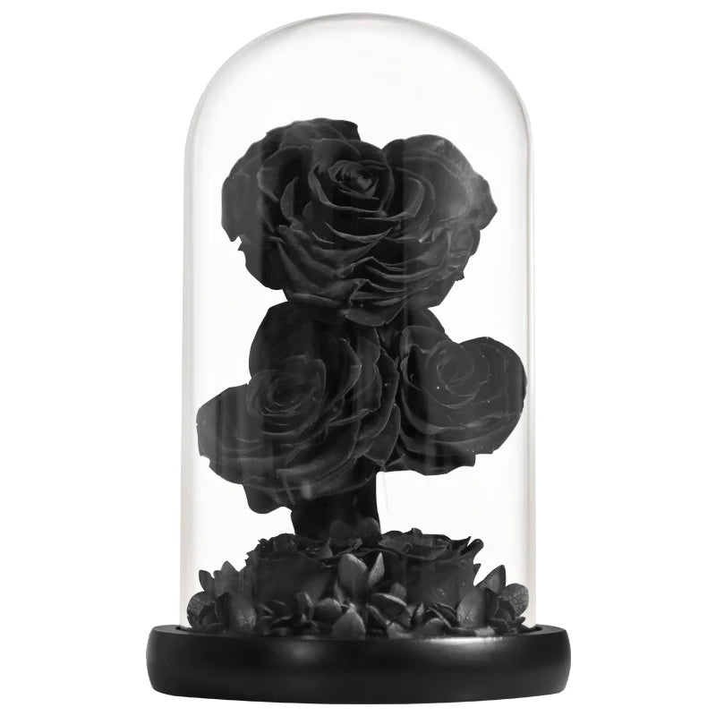 Heart Shaped Preserved Rose Beauty and The Beast Eternal Rose In Glass Dome Wedding Forever Flowers Valentines Christmas Gifts
