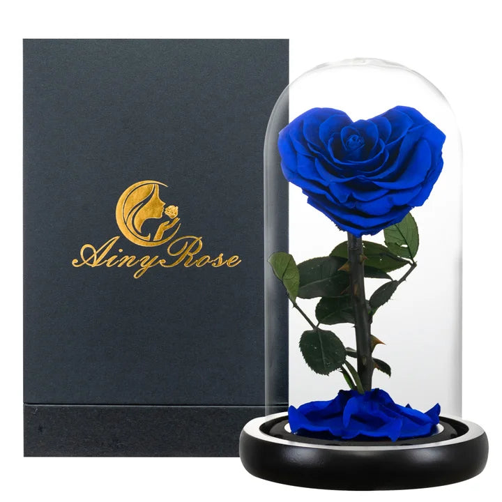 Heart Shaped Preserved Rose Beauty and The Beast Eternal Rose In Glass Dome Wedding Forever Flowers Valentines Christmas Gifts