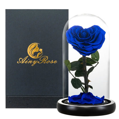 Heart Shaped Preserved Rose Beauty and The Beast Eternal Rose In Glass Dome Wedding Forever Flowers Valentines Christmas Gifts
