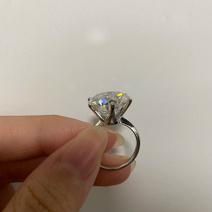 GEM'S BALLET 10ct 925 Sterling Silver Moissanite Ring For Women VVS1 D Color Round 6 Prong Engagement Classic