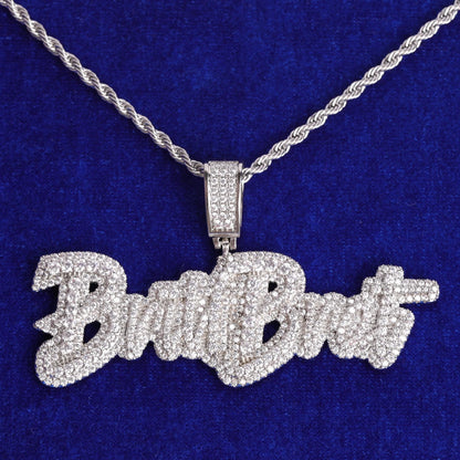 Custom Name Pendant White Gold Necklace Men Rock Street Hip Hop Jewelry