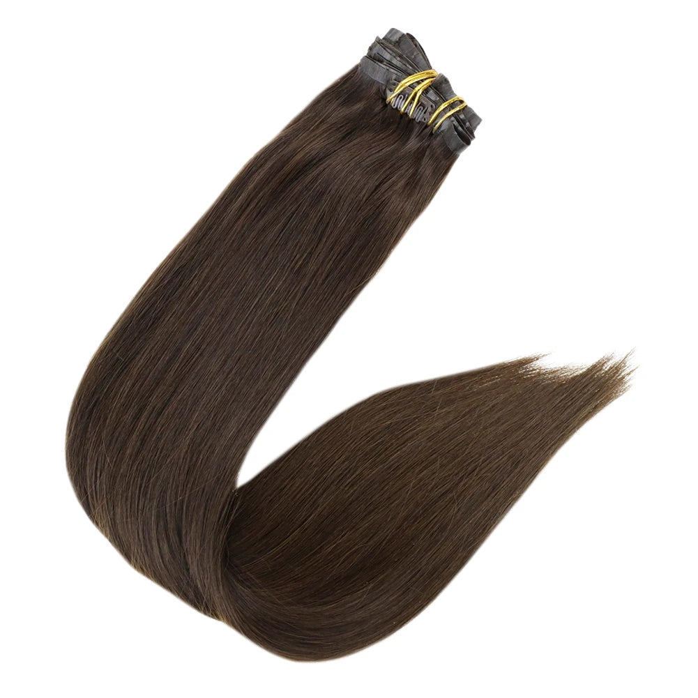 Full Shine Seamless Invisible Clip in Extensions Human Hair 8 Pcs Remy Straight Hair for Women