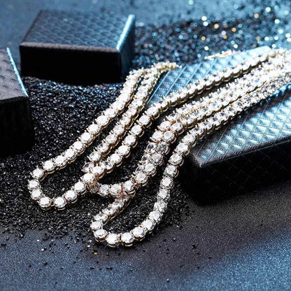 New 925 Sterling Silver 3-6mm Men's Necklace Bling CZ Iced Out Hip Hop Link Tennis Chain Silver Gold Necklace Jewelry For Gift
