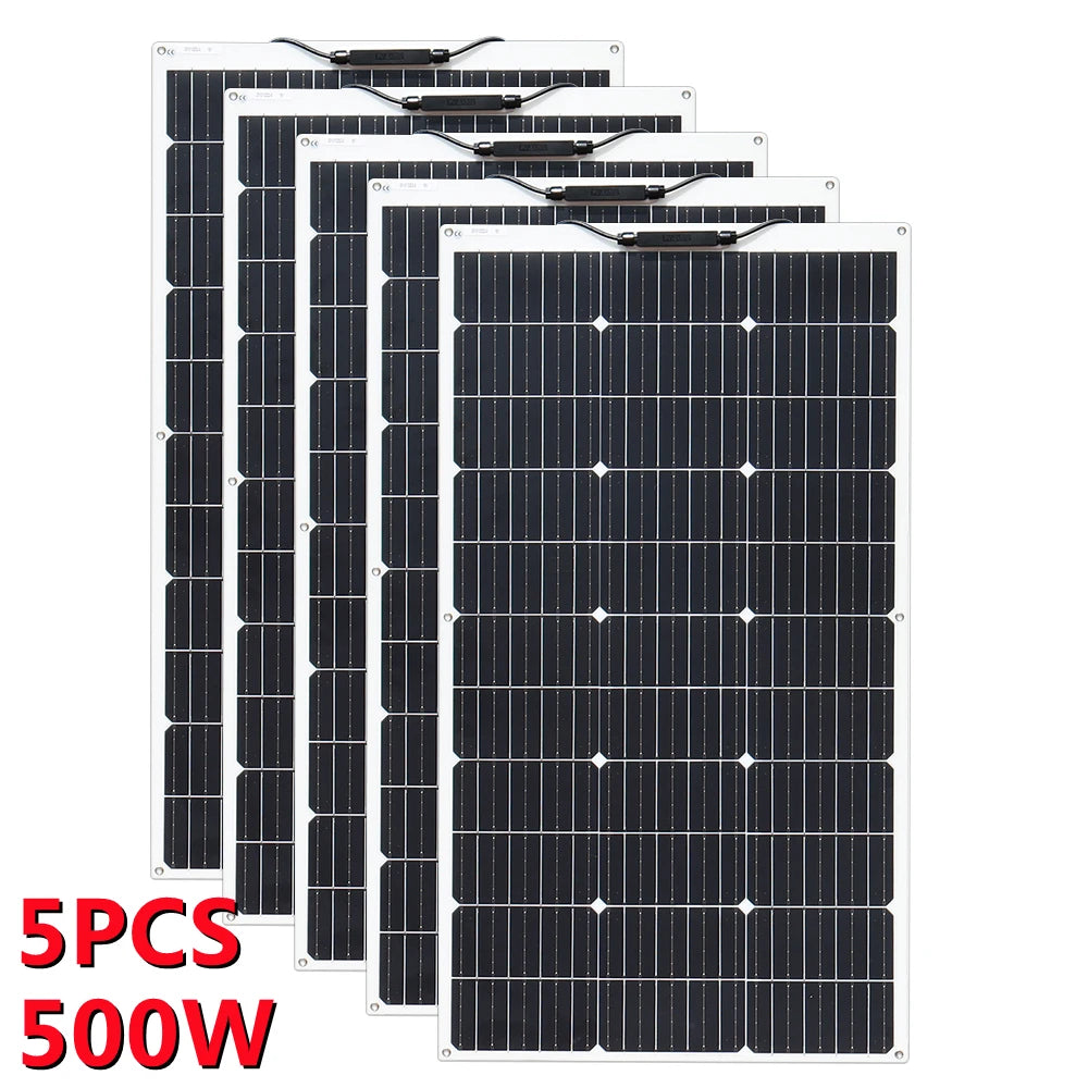 1000W Solar Panel Flexible Monocrystalline Solar Cell 1~10PCS 100 Watt PV Module 12V 24V Photovoltaic Off Grid System 200w 300w