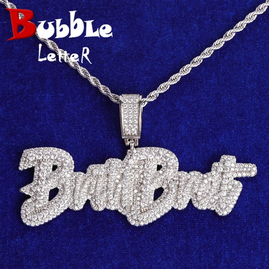Custom Name Pendant White Gold Necklace Men Rock Street Hip Hop Jewelry