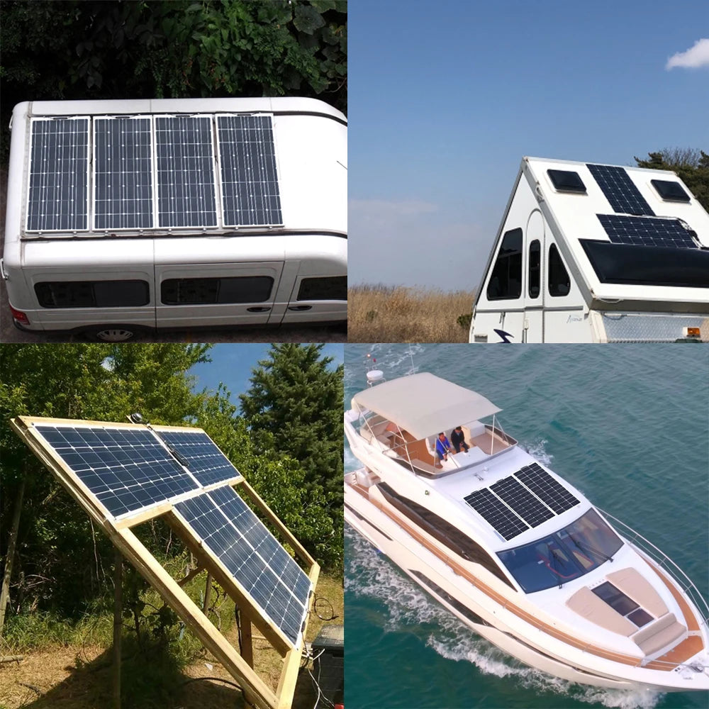 12V Flexible Solar Panel Kit 240W 360w 480W 600W 720W Charge Controller Cable for Battery RV Trailer Boat Cabin Caravan Truck