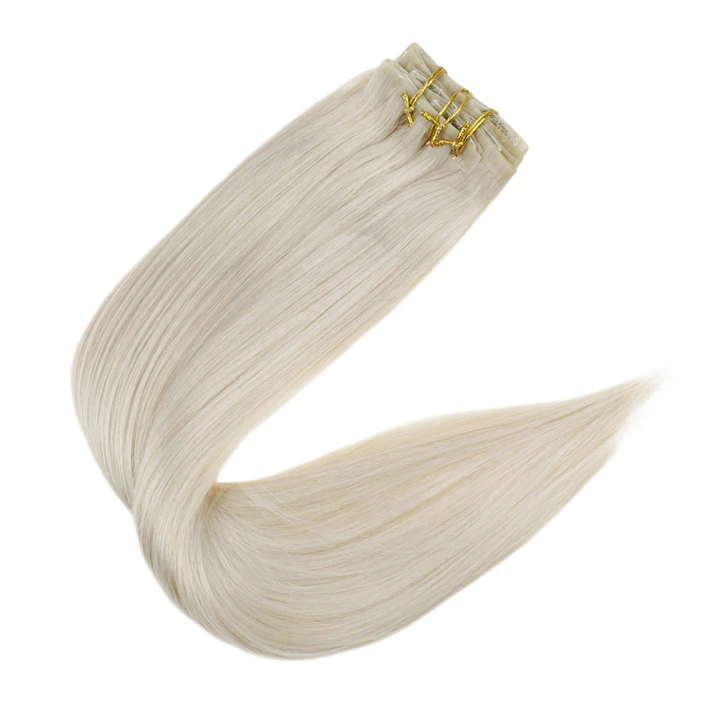 Full Shine Seamless Invisible Clip in Extensions Human Hair 8 Pcs Remy Straight Hair for Women
