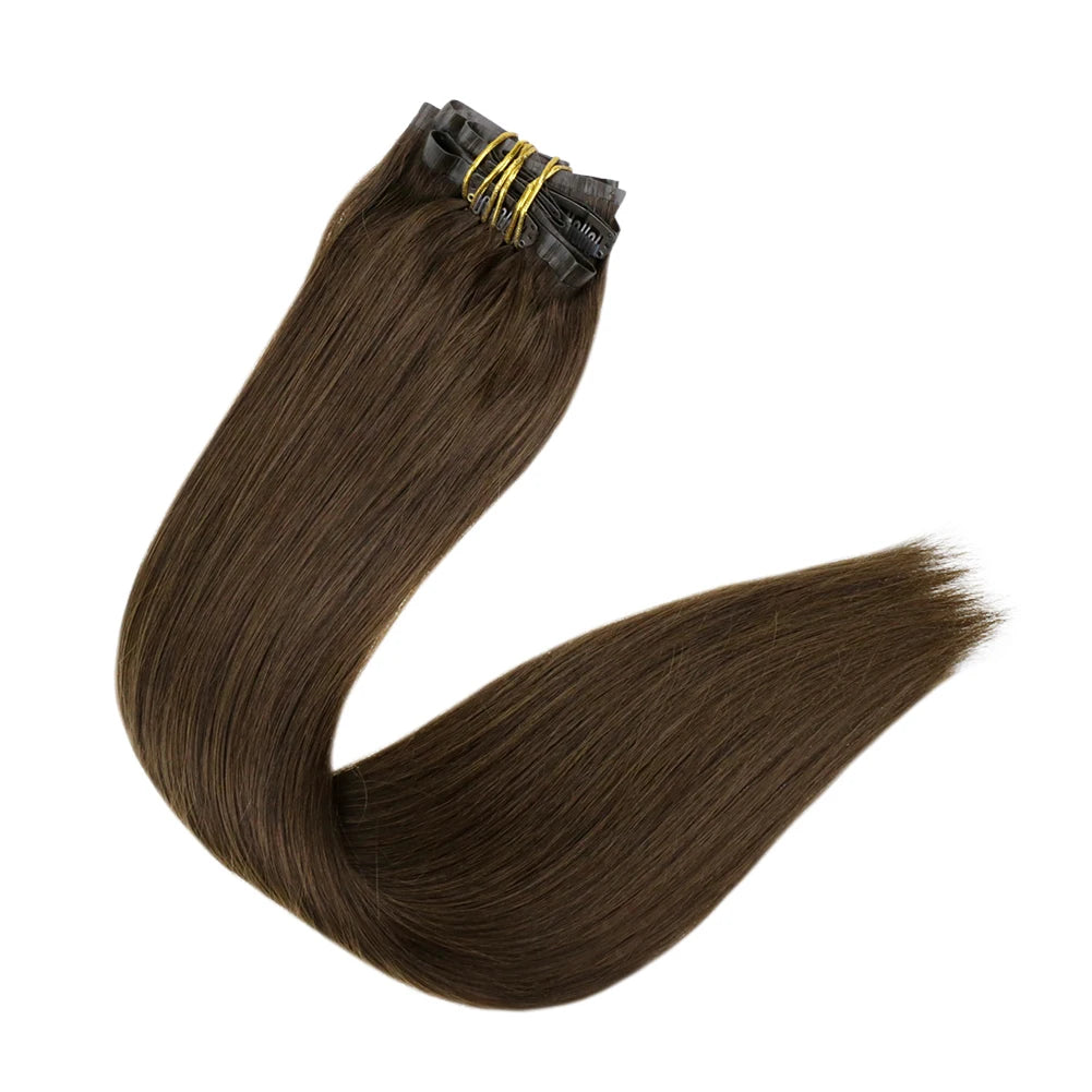 Full Shine Seamless Invisible Clip in Extensions Human Hair 8 Pcs Remy Straight Hair for Women